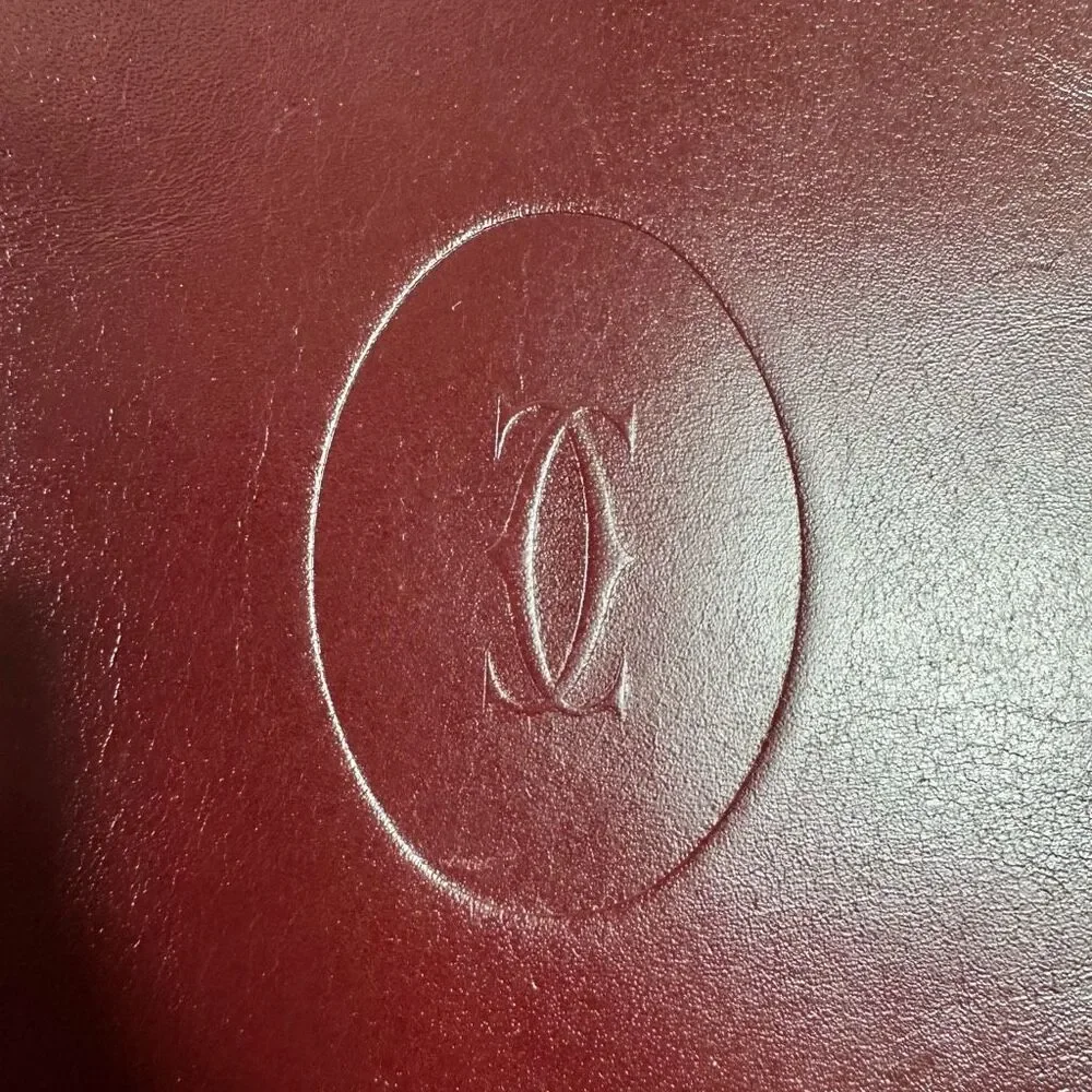 Cartier Vintage Bordeaux Leather‎ Long Bifold Vertical Wallet